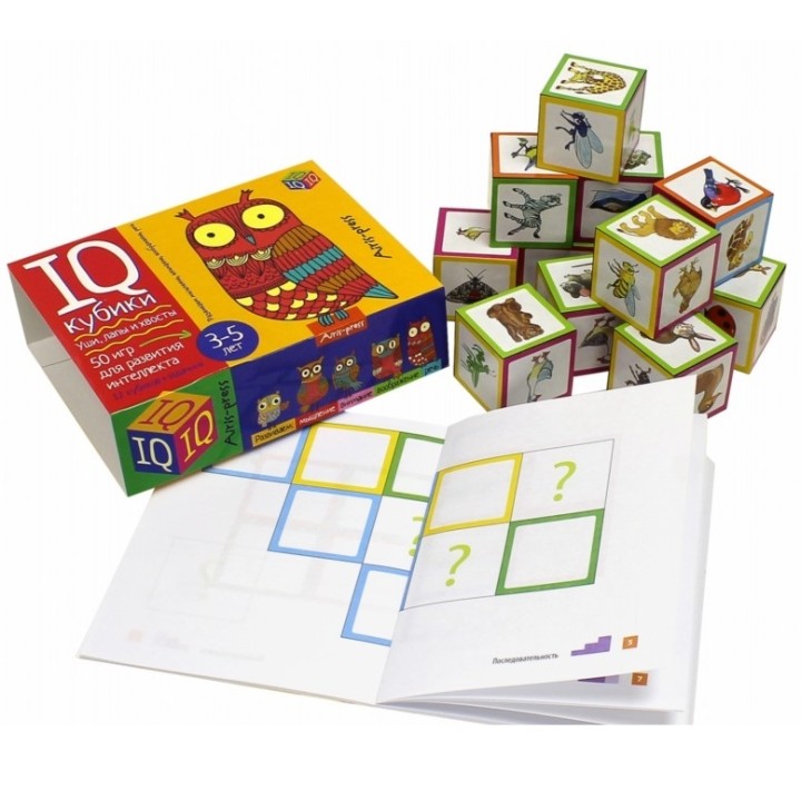 Айрис. IQ кубики "Уши, лапы и хвосты" 50 игр для развития интеллекта /17*