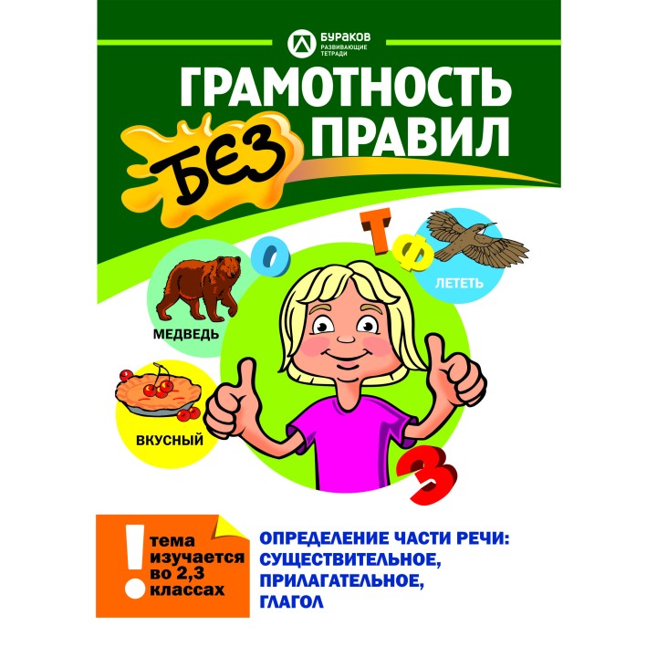 Технологии Буракова. Грамотность без правил "Определение части речи: сушеств.,прилагат. глагол"