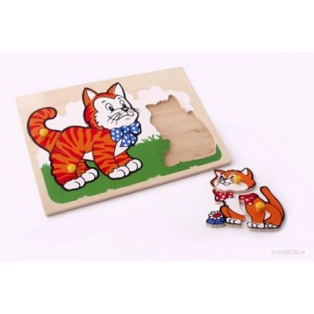 ЛЭМ. 1407 Вкладыш "Кот и котенок" (дерево)