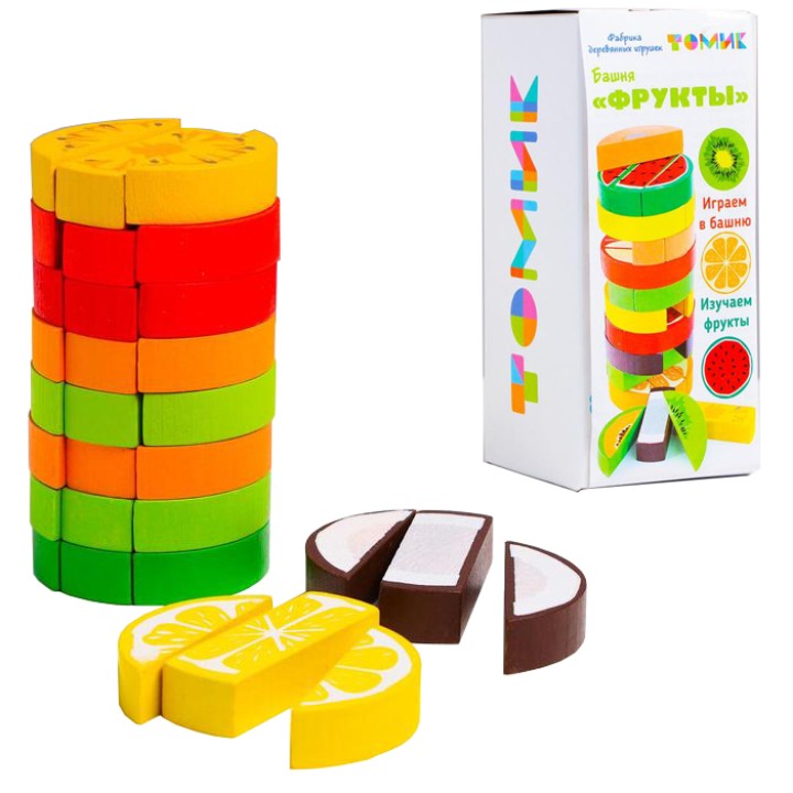 Логический игровой набор. Томик "Башня. Фрукты" 30 дет. арт.1-98