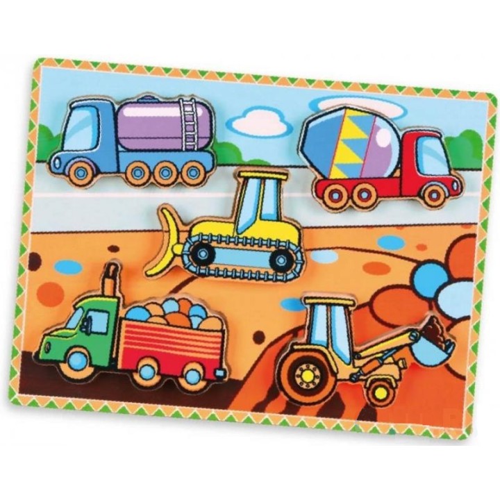 VIGA. 56439 Пазл "Строительная техника"(дерево)