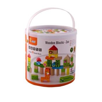 VIGA. 50286 Конструктор"Зоопарк"50 дет.в ведре(В18см,D18см)