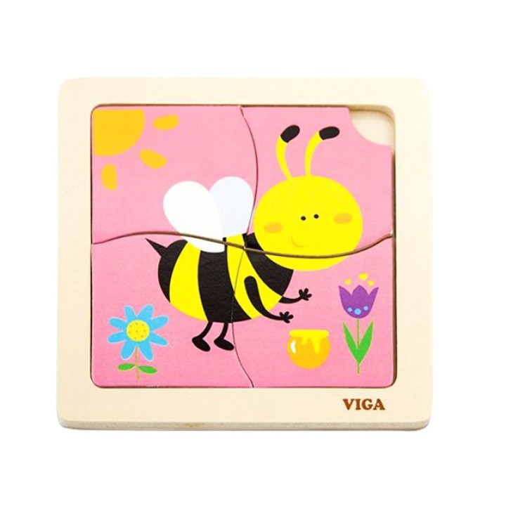 VIGA. 50138 Пазл для малышей"Пчелка"4 детали.пленка