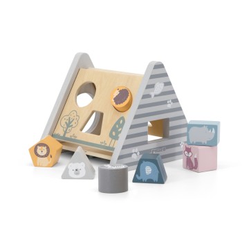 VIGA. 44007 Сортер "Домик" (7 объемных фигур с животными,домик;вращающиеся шестеренки)