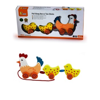 VIGA. 50078 Каталка "Курочка с цыплятами" (42*6,5*19,5)