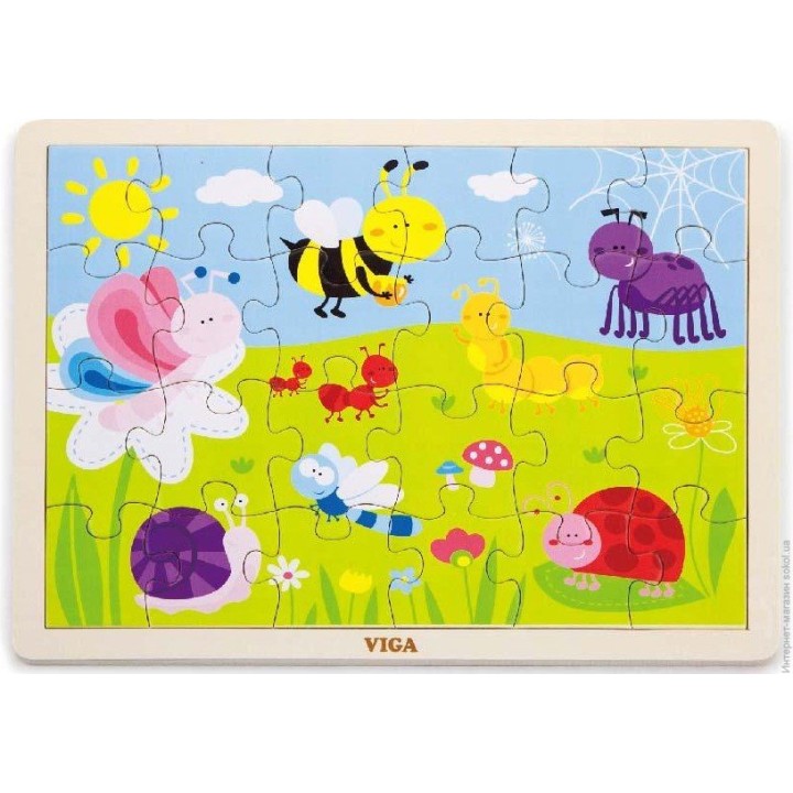 VIGA. 50199 Пазл "Полянка"(дерево) 24 дет.(30*1*27)