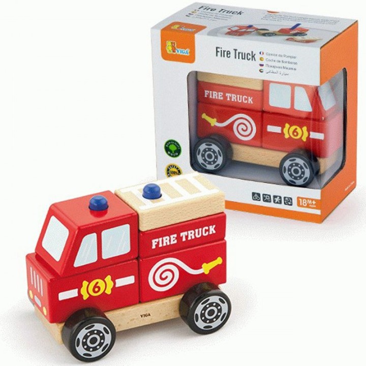 VIGA. 50203 Сборная пожарная машина (дерево) 16*9*16
