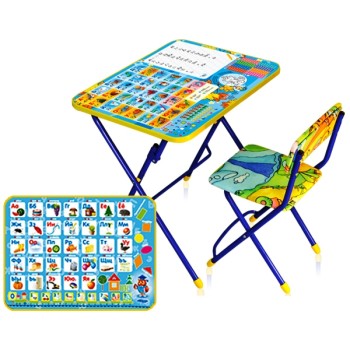 Nika. Комплект КУ1/11 "Первоклашка-осень" Стол+стул мягкий (синий)