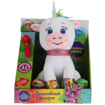 Мульти-пульти. "Волшебный единорог" музыка Шаинский учим буквы, цифры, рог свет 25см арт.M80126-25