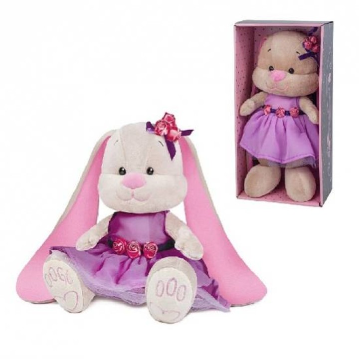 Мягкая игрушка. Зайка Jack&Lin в фиолетовом платье, 25 см арт.JL-021-25-KCO