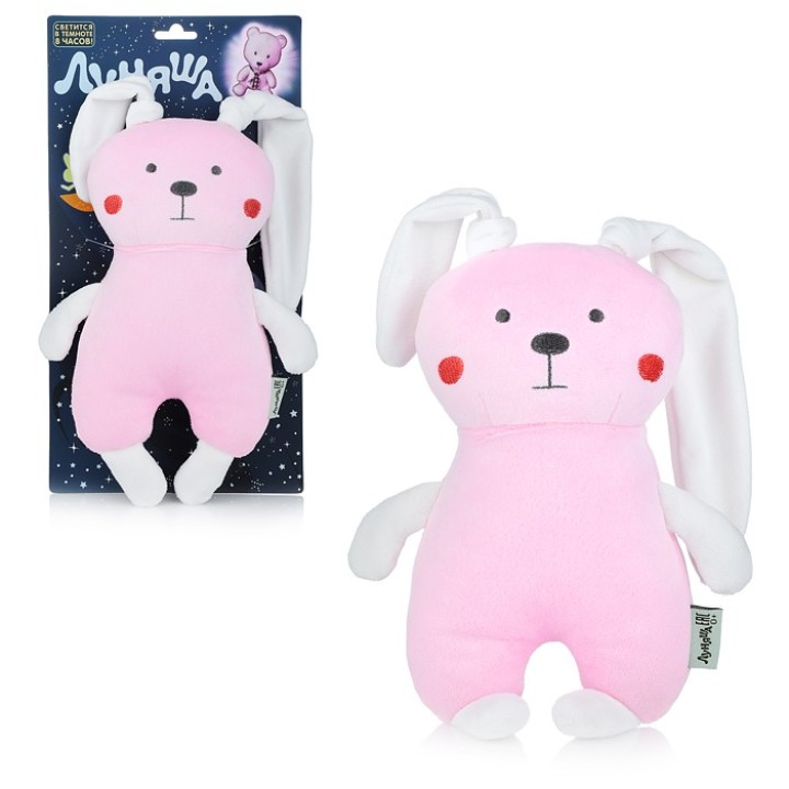 Мягкая игрушка. Луняша "Зайчик" 25 см, светится в темноте арт.76569