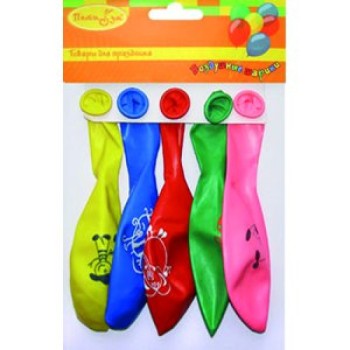 "Пати бум" Шар круглый 30см Х-53 "Детская тематика"Пастель+Декоратор (шелк) 5 шт.