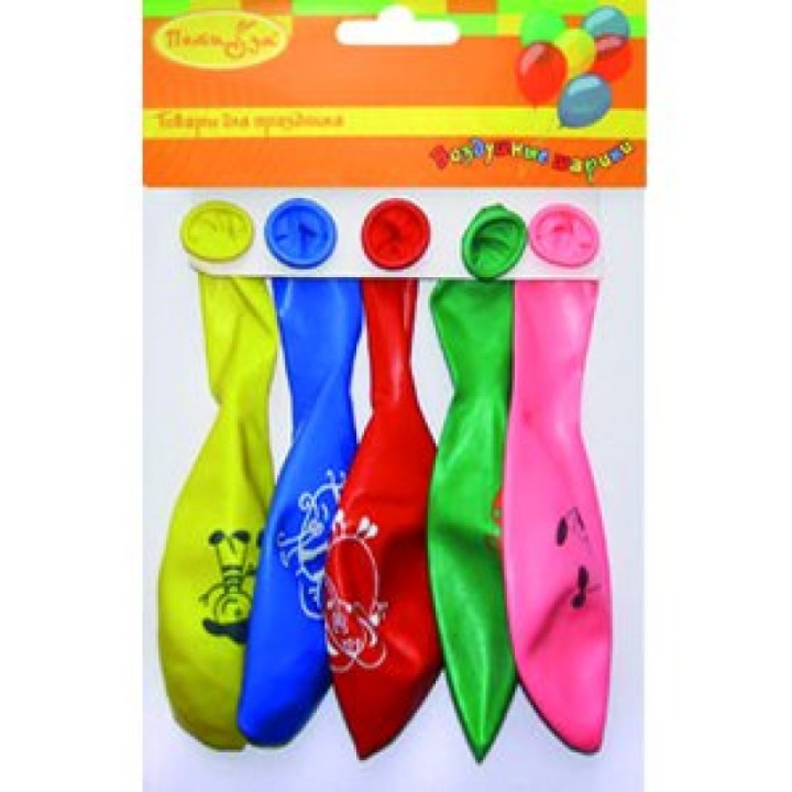 "Пати бум" Шар круглый 30см Х-53 "Детская тематика"Пастель+Декоратор (шелк) 5 шт.