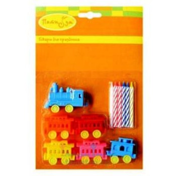 "Пати бум" Набор свечей с держателями "Паровозик" (в упаковке 6 шт)