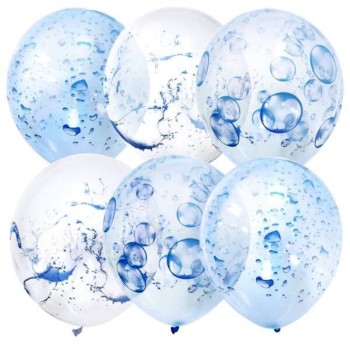 "Пати бум" Шары латексные 30 см "Аква Пати" ассорти рис. 25шт МР 12