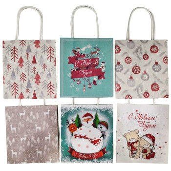 Пакет подарочный "Новогодний" арт.69243 17.8х22.9х9.8см print kraft, NY/12
