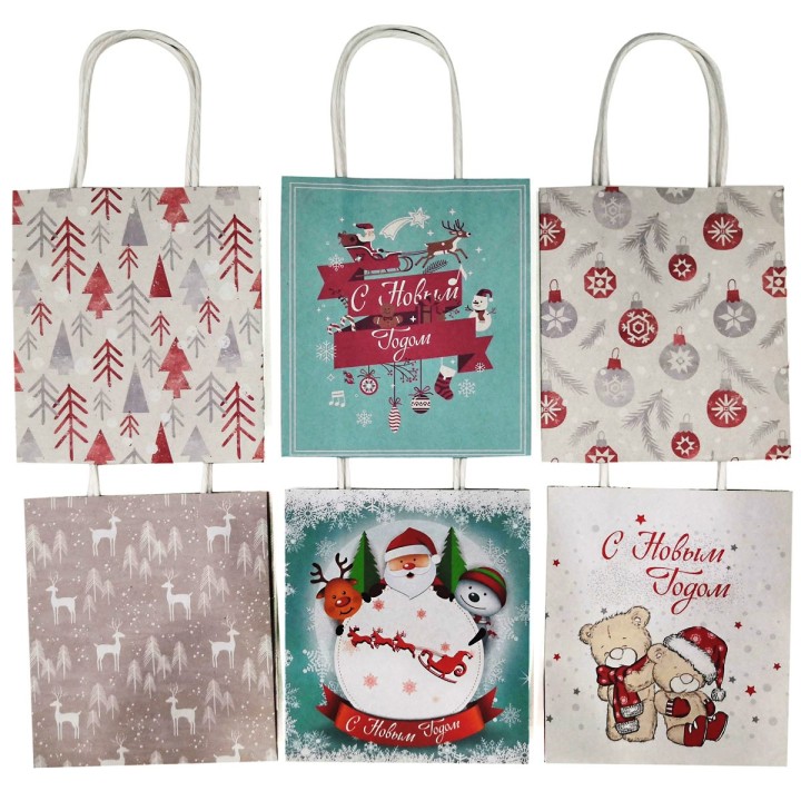 Пакет подарочный "Новогодний" арт.69243 17.8х22.9х9.8см print kraft, NY/12
