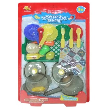 Кухонный набор с продуктами "Помогаю маме" 22 предмета, на блистере 30х47х6 см.арт.PT-00194